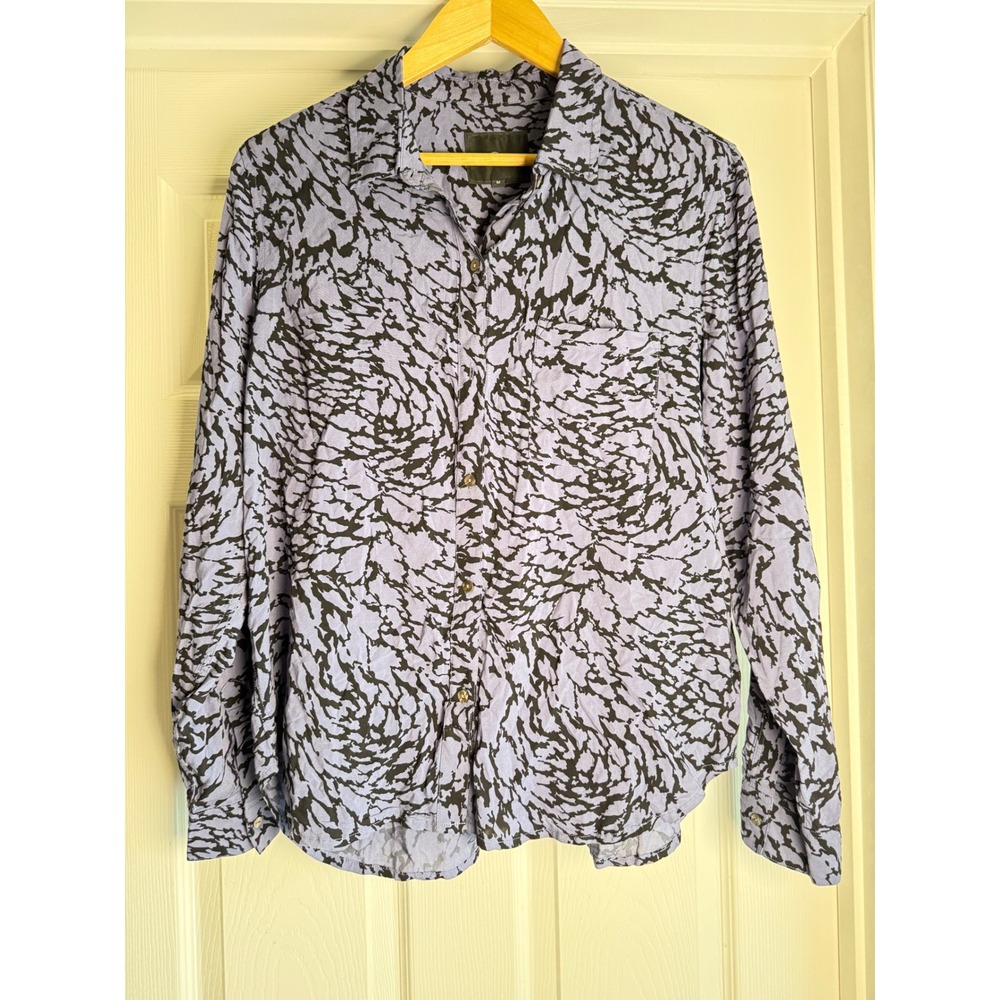 Rails Button Down Shirt Womens Medium Purple Black Abstract Swirl Print Rayon